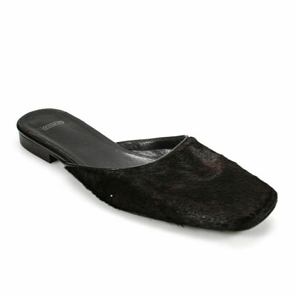 Coach Babette square calf hair slides